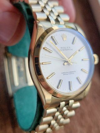 Rolex Oyster Perpetual 1002 Vintage Solid 14k Gold Jubilee 1570 Automatic Swiss 5