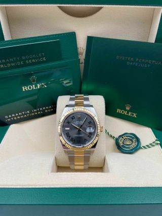 Rolex Date Just 41mm Two Tone Wimbledon Dial Oyster 126333 Unworn 2021