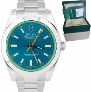 Rolex Milgauss Z - Blue Green Anniversary 40mm 116400 Gv Stainless Steel Watch B,  P