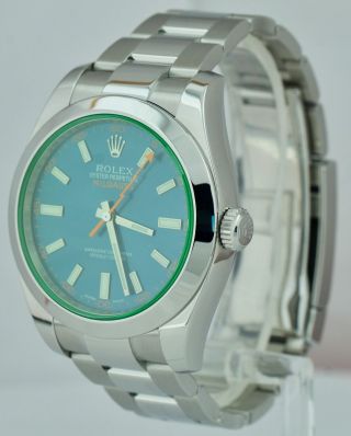 Rolex Milgauss Z - Blue Green Anniversary 40mm 116400 GV Stainless Steel Watch B,  P 2