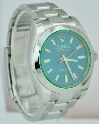 Rolex Milgauss Z - Blue Green Anniversary 40mm 116400 GV Stainless Steel Watch B,  P 3
