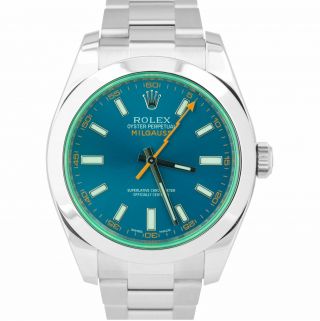 Rolex Milgauss Z - Blue Green Anniversary 40mm 116400 GV Stainless Steel Watch B,  P 5