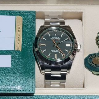 Rolex 116400gv Milgauss Stainless Steel Black Dial Green Crystal Watch 2019