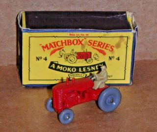 Matchbox Moko Lesney Massey Harris Tractor No.  4 Box Nmib