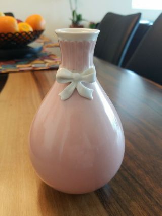 Richard Ginori Vintage Vase Pink With White Bow 6 " Tall Italy Bonwit Teller