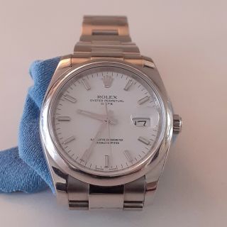 Rolex Date 34 Mm Steel Automatic White Oyster Watch 115200 M Series 2007
