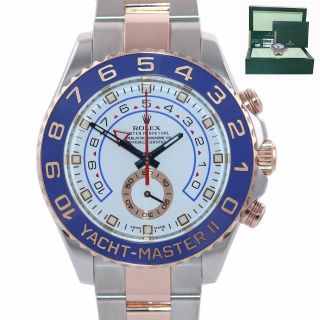 Papers Rolex Yacht - Master Ii 116681 Steel 18k Everose Gold Blue Hands 44mm Watch