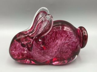 Wedgwood Speckled Pink Glass Rabbit Paperweight Figurine