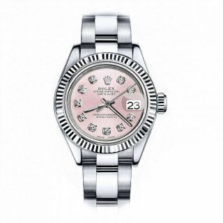 Rolex 36mm Datejust Metallic Pink Diamond Dial Oyster Stainless Steel Watch