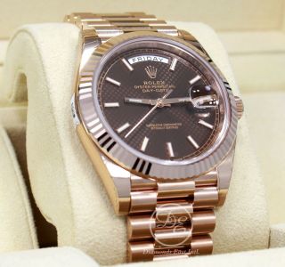 Rolex President 40mm Day - Date 228235 18k Rose Gold Chocolate Motif Dial