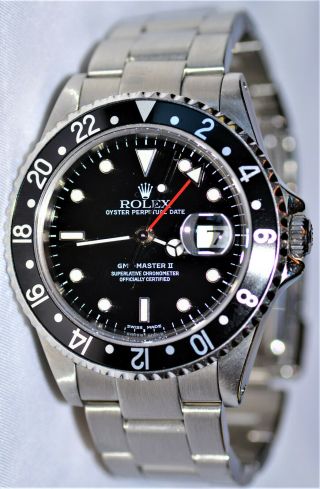 Rolex Gmt Master Ii Stainless Steel 16710 Black Dial Boxes,  Papers & Hang Tags