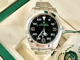 Rolex Air - King 116900 Black Dial Green Accents C.  2017 - 40mm - S/steel - Box/papers -