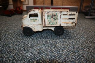 Early Vintage Tonka Green Giant Peas Snub Nose Stake Bed Farm Truck To Restore