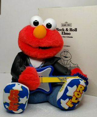 1997 Avon Exclusive Sesame Street Rock N Roll Elmo Plush Guitar Plays Music