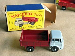 3 Lesney Matchbox 1 - 75 3b Bedford Tipper Truck - Nr " D " Box Mar Tipper