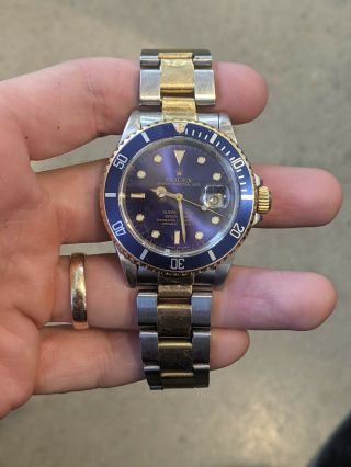 Rolex Submariner 40 Steel Yellow Gold Blue Dial Watch 16613 As - Is