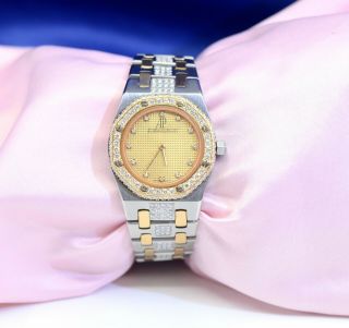Audemars Piguet Royal Oak Watch 18k Yellow Gold &stainless Steel W/diamonds