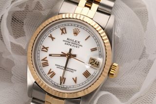 White Roman Numeral Women ' s Rolex 31mm Datejust 18K & SS Jubilee Watch 2