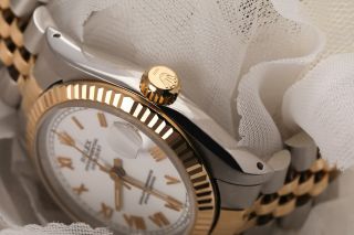 White Roman Numeral Women ' s Rolex 31mm Datejust 18K & SS Jubilee Watch 5