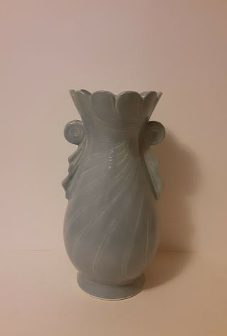 Vintage Retro Mcm Blue Art Pottery Vase 10.  25 " Usa Early Brush Mccoy Blue Deco