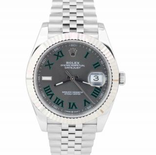 Rolex Datejust 41 Wimbledon Grey 41mm Fluted Jubilee Stainless Watch 126334
