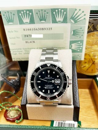 Rolex Submariner 16610 Black Dial Stainless Steel Box Paper