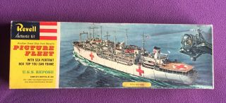 1960 Revell Picture Fleet Us Navy Hospital Ship “uss Repose” Open Kit.  H - 381 Niob