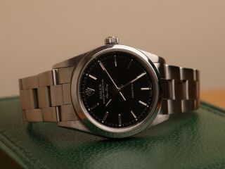 2001 Rolex Air - King 14000m Black Dial Sapphire 3130 Watch W/ Oyster Bracelet