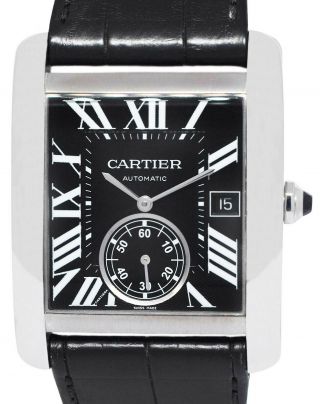 Cartier Tank Mc Steel Black Roman Dial Mens Automatic Watch W5330004 3589