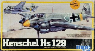 Mpc Henschel Hs - 129 Wwii German Luftwaffe Airplane Model Kit Nos 1/72 Scale