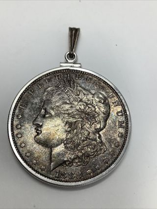 1882 - S Morgan Silver Dollar Bezel Pendant (29.  1g)