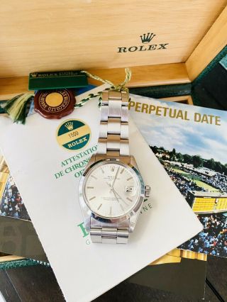 Men’s Stainless Steel Rolex Date Watch 34mm Ref.  1500 Box & Papers