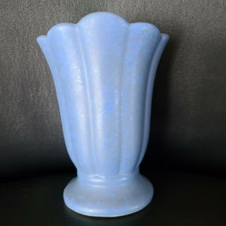 Miniature 5 " Ohio Rumrill Art Pottery Vase Rare Stipple Mottled Blue Finish