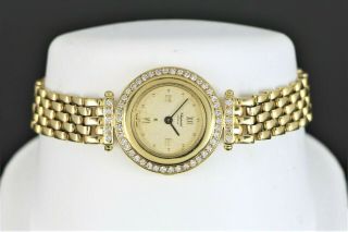 $22k Chopard 18k Yellow Gold Round Diamond Roman Numerals Wrist Watch