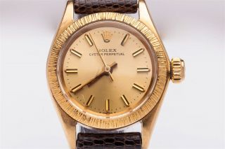 RARE $20,  000 FACTORY Rolex Oyster Bark Ladies 18k Yellow Gold Dress Watch PP 2