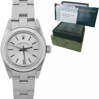 Ladies Rolex Oyster Perpetual 24mm No Holes Stainless Silver 76080 Watch