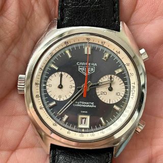 Heuer Carrera Ref.  1153 Automatic Vintage Watch 100 1969 Deep Blue Dial
