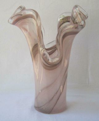 Italian Art Deco Glass Vase Mauve Color Tammaro Italy Murano No 551