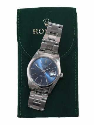 Rolex Date Oyster Perpetual Stainless Steel Blue 15200 34mm Watch Box 2