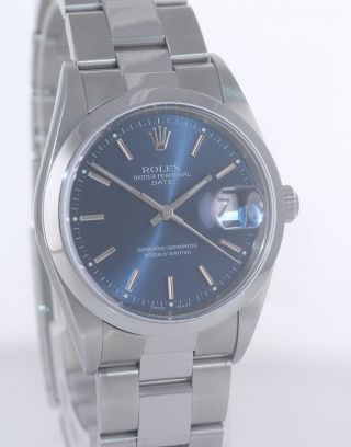 Rolex Date Oyster Perpetual Stainless Steel Blue 15200 34mm Watch Box 4