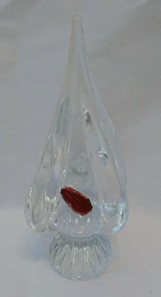 Vintage Murano Art Glass Crystal Christmas Tree Figurine 7 1/4 " W/ Bubbles