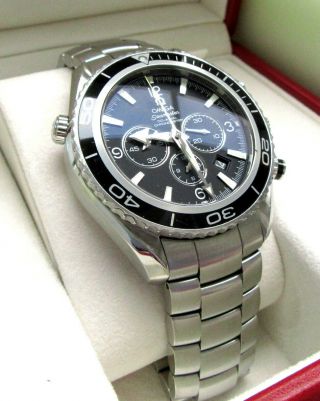 Omega Seamaster Planet Ocean Chronograph 22105000 Box & Papers - Fits 8 "
