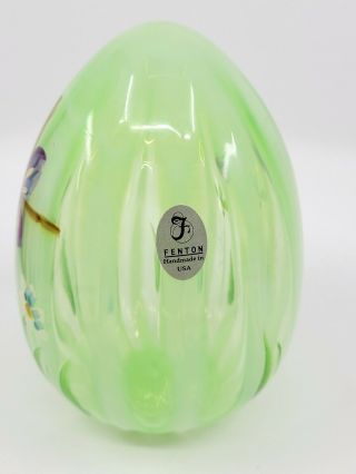 Fenton Egg Hand Painted Topaz Opalescent Rib Optic Artist Signed S.  STEPHENS 2