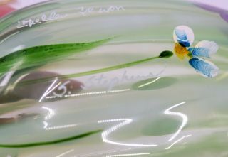 Fenton Egg Hand Painted Topaz Opalescent Rib Optic Artist Signed S.  STEPHENS 3