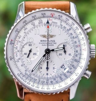 Breitling Navitimer 42 Silver Dial Complete Boxes Papers Automatic Pilot A23322