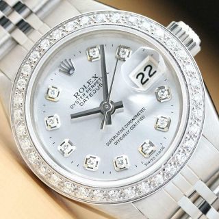 Rolex Ladies Datejust 18k White Gold & Stainless Steel Silver Watch,  Rolex Band