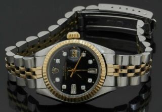 Rolex Date 6917 2 - Tone Ss/14k Gold.  25ctw Vs1/f Diamond Automatic Ladies Watch