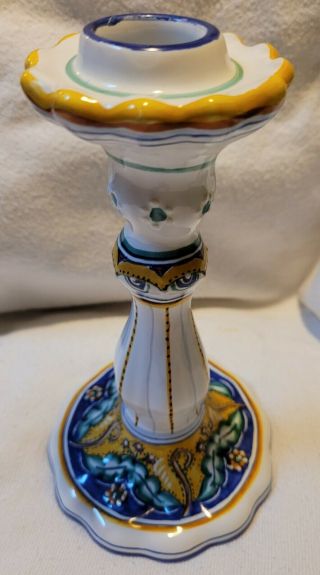 Deruta Cama Vtg Italian Art Pottery Candle Holder Hand Painted Sculpture Italy