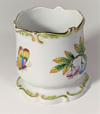 Herend Queen Victoria Cigarette Or Toothpick Holder 7874 Butterfly Flowers Gold