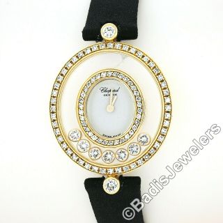 Ladies Chopard Happy Diamonds Icons 18k Yellow Gold Oval Wrist Watch Ref.  5236